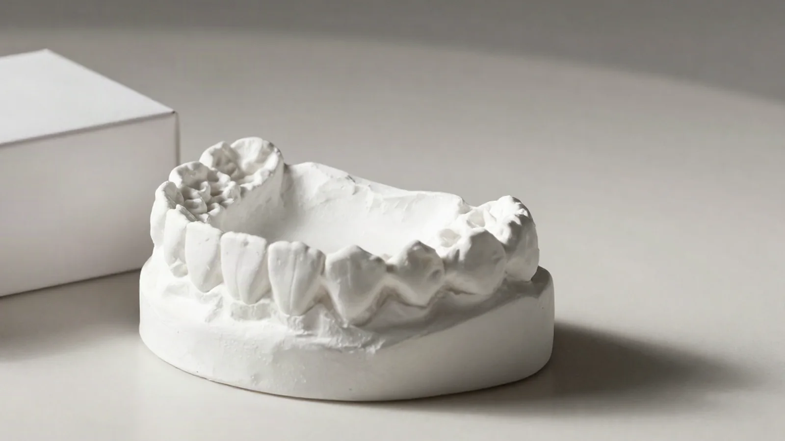 Dental alçı numune kutusu ve tamamlanmış doğal dental model
